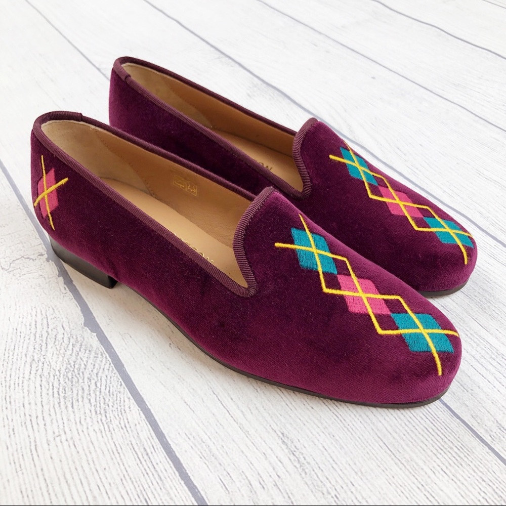 Stubbs & Wootton for J. Crew Argyle Velvet Loafers